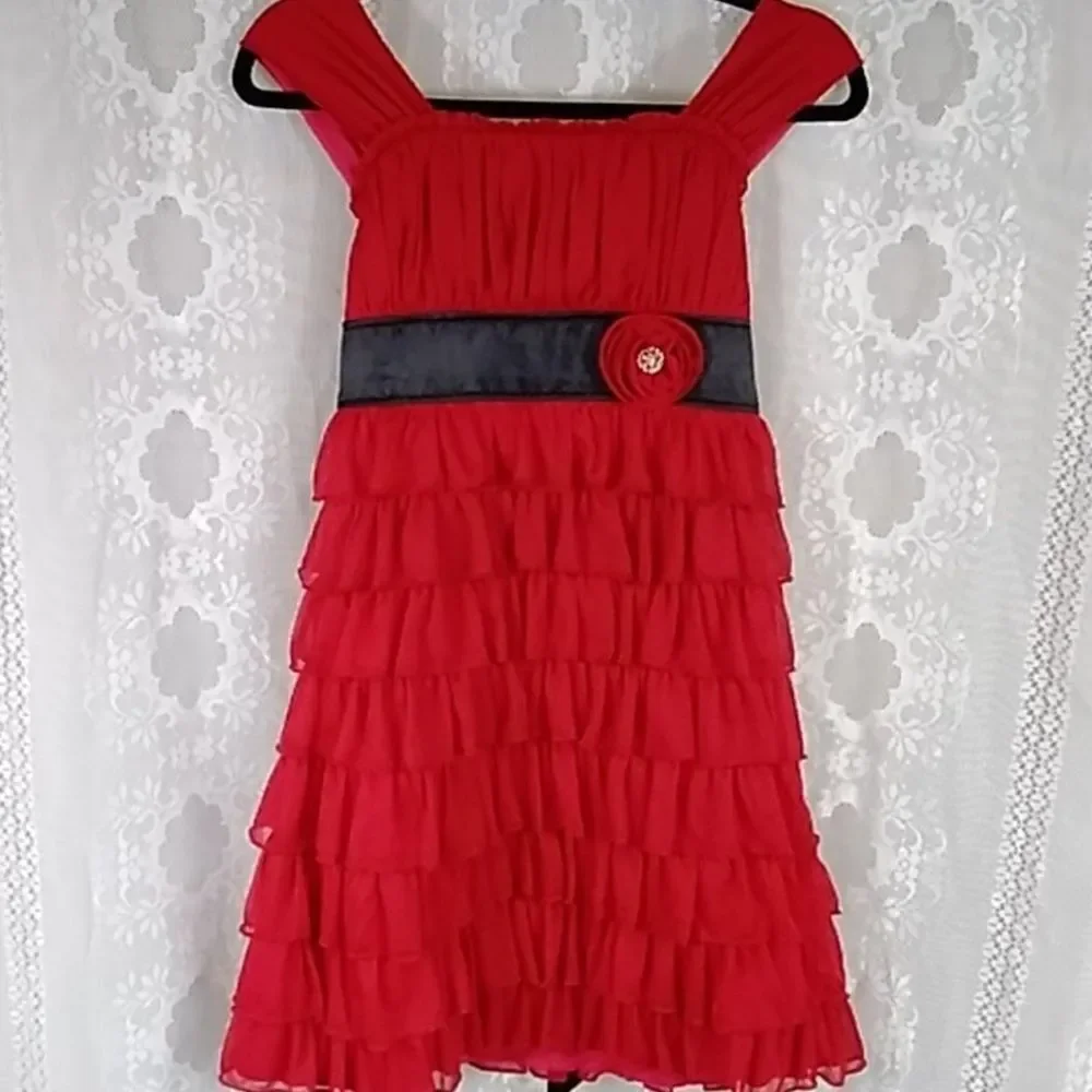 🥰My Michelle Red Ruffled Kids Dress Size 14